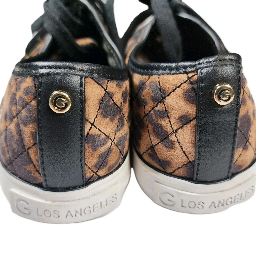 G by Guess GBG Backer Quilted Leopard Print Sneakers‎ Shoes 10M Brown Black Lace